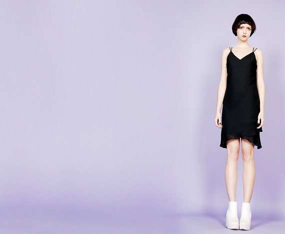 asymmetrical 90s slip dress
