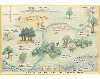 Map Hundred Acre Winnie the Pooh 100 Acre Wood Winnie the Pooh Hundred Acre Wood Map Winnie the Pooh Printable Nursery Decor Download