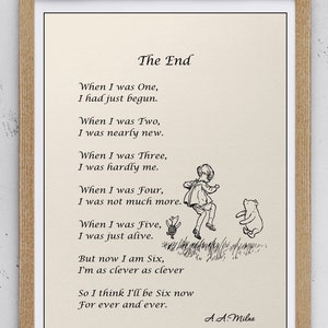 Nu zijn we zes A. A. Milne gedichten Toen ik één was, was ik net begonnen Toen ik twee was... Winnie de Poeh Quote Vintage Classic Poster 1063