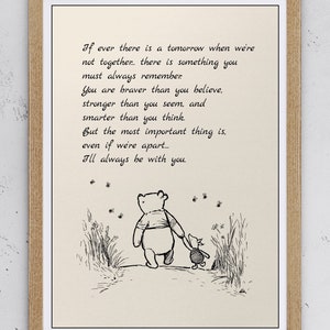If ever there is a tomorrow when we&#39;re not together... Winnie the Pooh Quote Print 8x10 Vintage Poster Nursery A.A.Milne 1035