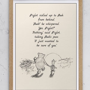 Piglet se acercó sigilosamente a Pooh por detrás... Solo quería estar seguro de ti... Winnie the Pooh Quote Vintage Classic Poster Nursery A.A.Milne 1049