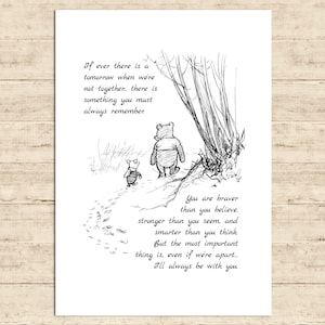 Si jamais il y a un lendemain où nous ne sommes pas ensemble... Winnie l’ourson Citation Affiche Cadeau Imprimer Nursery Baby Decor Télécharger