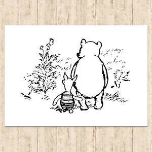 Piglet and Winnie the Pooh Poster Classic Vintage Printable Nursery Print Gift Baby Room Art Wall Decor Instant Digital Download