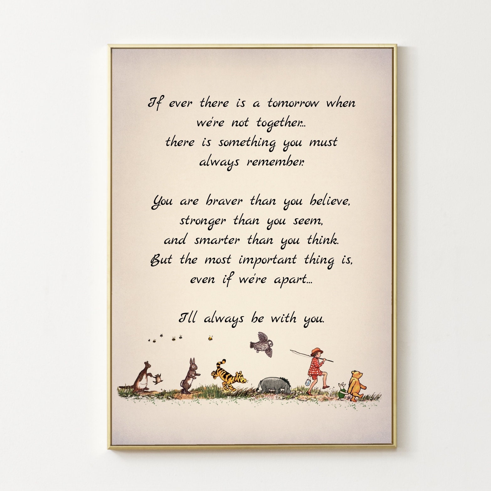 If ever there is a tomorrow when we're not together... Winnie the Pooh Quote Poster Gift Vintage Kids Nursery Decor 3041