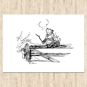 Piglet Winnie the Pooh Poster Classic Vintage Printable Nursery Print Gift Baby Room Art Wall Decor Instant Digital Download