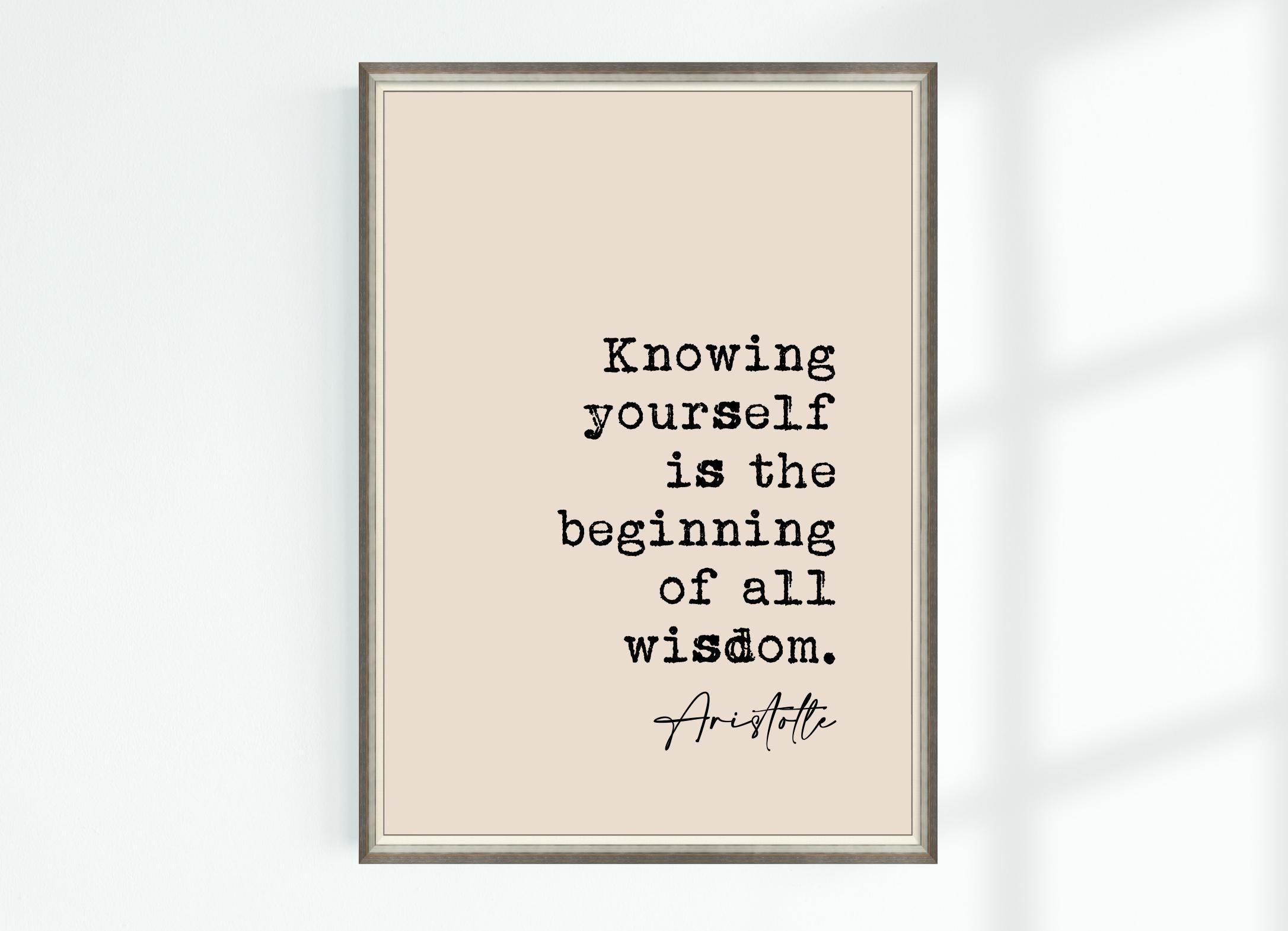 Aristotle Quote Print Knowing yourself is the beginning of all wisdom ...  Famous Quotes Poster Wall Art Printable Decor Download, image size:2172x1569