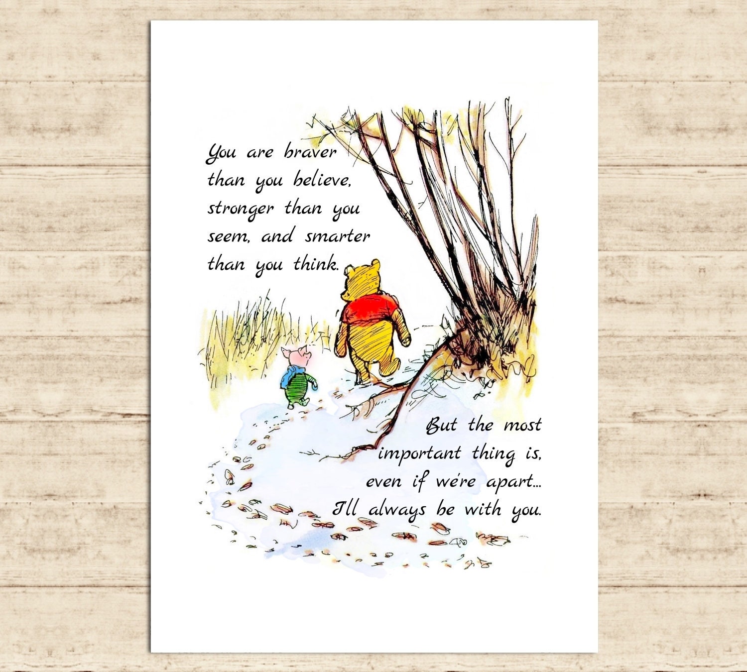 Sie sind mutiger als Sie glauben, stärker als Sie scheinen, und schlauer ... Winnie the Pooh Zitat Farbe druckbare Kinderzimmer Baby Decor Download