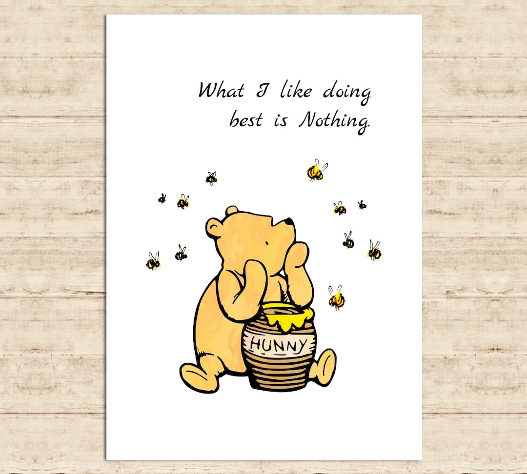 私が一番好きなことは何もしないことです... くまのプーさんの名言ポスター 印刷可能なアート 壁飾り ダウンロード - Etsy 日本, image size:1080x972
