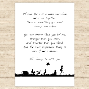 Als er ooit een morgen is dat we niet samen zijn... Winnie de Poeh Quote Poster Gift Print Nursery Baby Decor Download