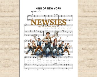 Newsies Musical Poster King of New York Music Sheet Art Print Kids Room Wall Decor Printable Download