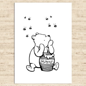 Winnie the Pooh Poster Classic Vintage Printable Nursery Print Gift Baby Room Art Wall Decor Instant Digital Download