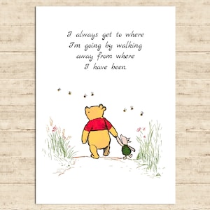 Siempre llego a donde voy alejándome de donde he estado... Winnie the Pooh Quote Poster Imprimible Art Wall Decor Descargar