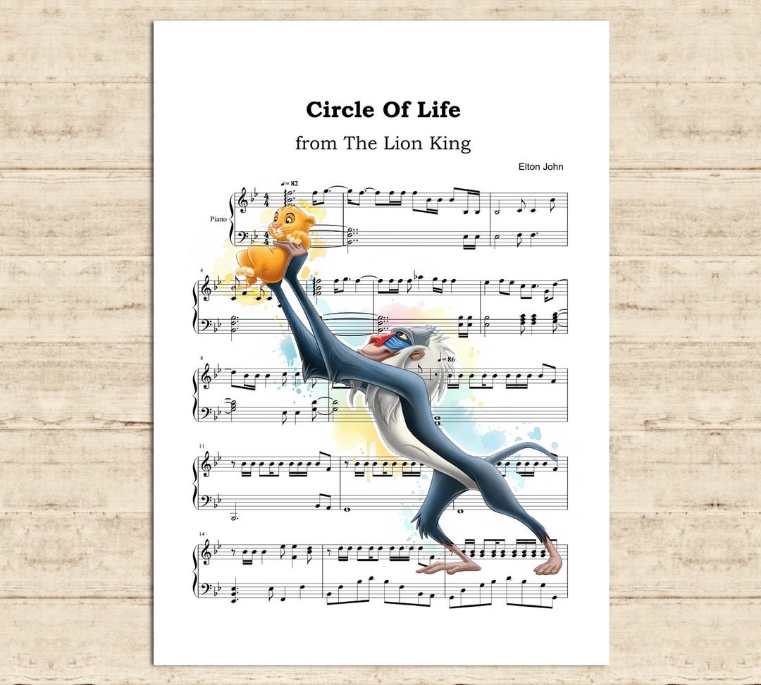 Musik Rafiki The Lion King Poster Musical Rafiki and Baby Simba Print Circle of Life ...