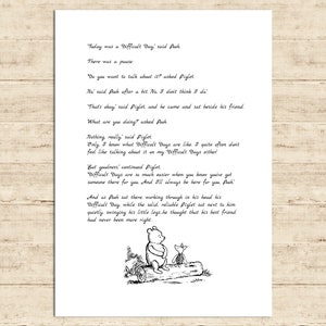Today was a difficult day, said Pooh.... Do you want to talk about it? asked Piglet... Winnie the Pooh Quote Poster Gift Baby Decor Download