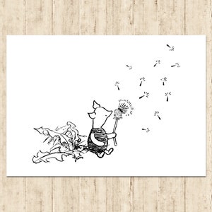 Piglet Winnie the Pooh Poster Classic Vintage Printable Nursery Print Gift Baby Room Art Wall Decor Instant Digital Download
