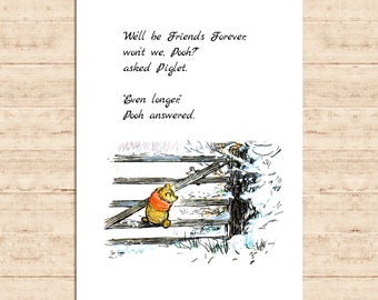 We'll be Friends Forever, won't we, Pooh? ... Winnie the Pooh Quote Color Printable Nursery Baby Decor Download