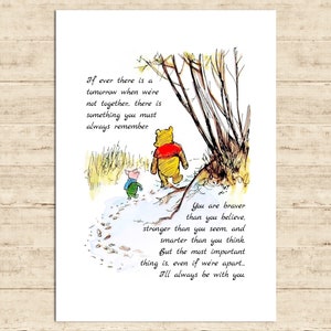 If ever there is a tomorrow when we&#39;re not together... Winnie the Pooh Quote Poster Color Printable Nursery Wall Art Decor Download