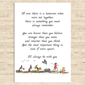Als er ooit een morgen is wanneer we niet samen zijn... Winnie de Poeh Quote Baby Poster Afdrukbare Kids Wall Art Decor Download