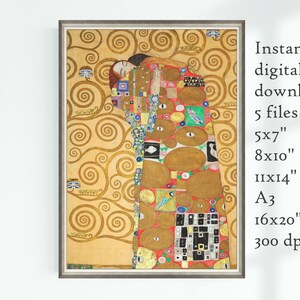 Gustav Klimt Erfüllung Liebhaber Poster Ölgemälde Gustav Klimt Wand Kunst Druck Vintage Ölgemälde Sofortiger digitaler Download