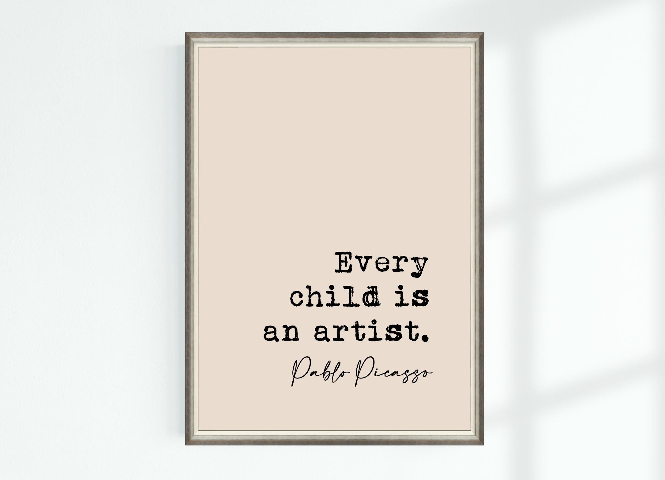 Every Child Is An Artist Pablo Picasso Quote Printable Poster Etsy