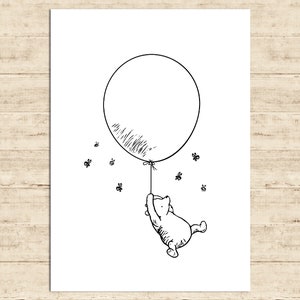Winnie the Pooh Poster Classic Vintage Printable Nursery Print Gift Baby Room Art Wall Decor Instant Digital Download
