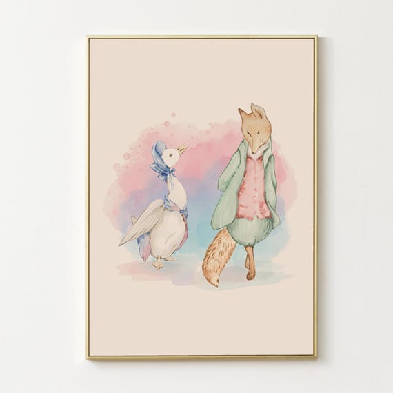 Jemima Puddle-duck and Fox Mr. Tod Poster Beatrix Potter Character
