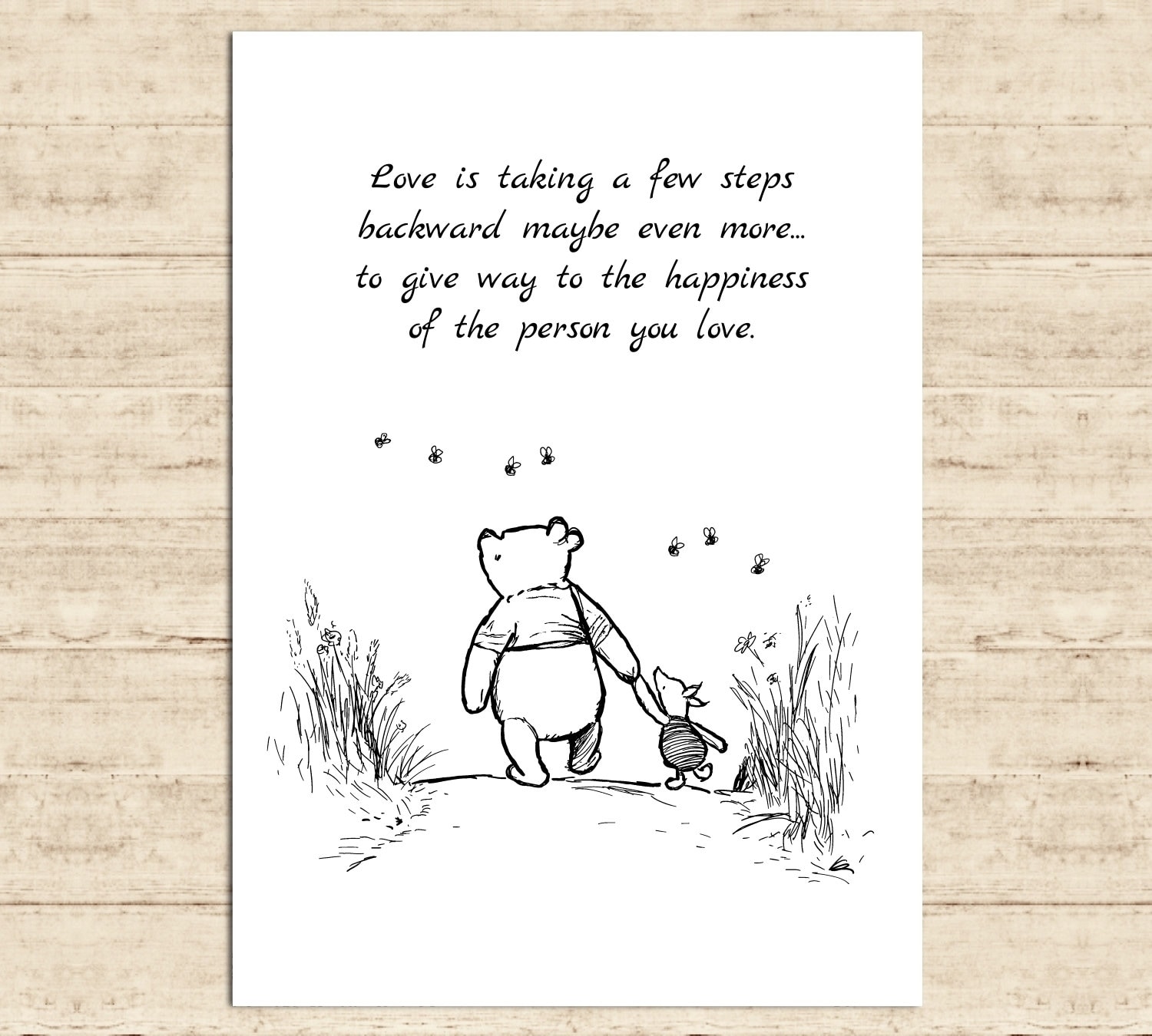 Love is taking a few steps backward, maybe even more...Winnie the Pooh Quote Poster Gift Print Nursery Baby Decor Download