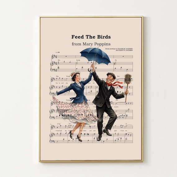 Mary Poppins and Bert Musical Poster Feed the Birds Music Sheet