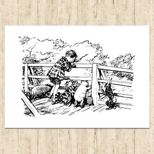 Winnie the Pooh Poster Classic Vintage Printable Nursery Print Gift Baby Room Art Wall Decor Instant Digital Download