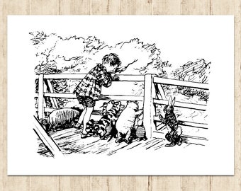 本を読んでいるくまのプーさん くまのプーさん ポスター カラー