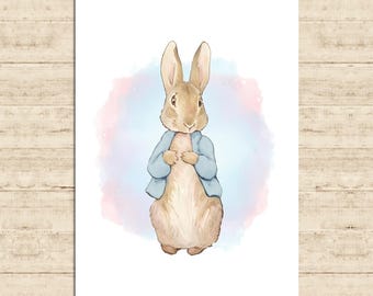 Peter Rabbit Nursery Print Beatrix Potter Character Peter Rabbit Watercolor Print Nursery Kids Wall Art Decor Printable Download