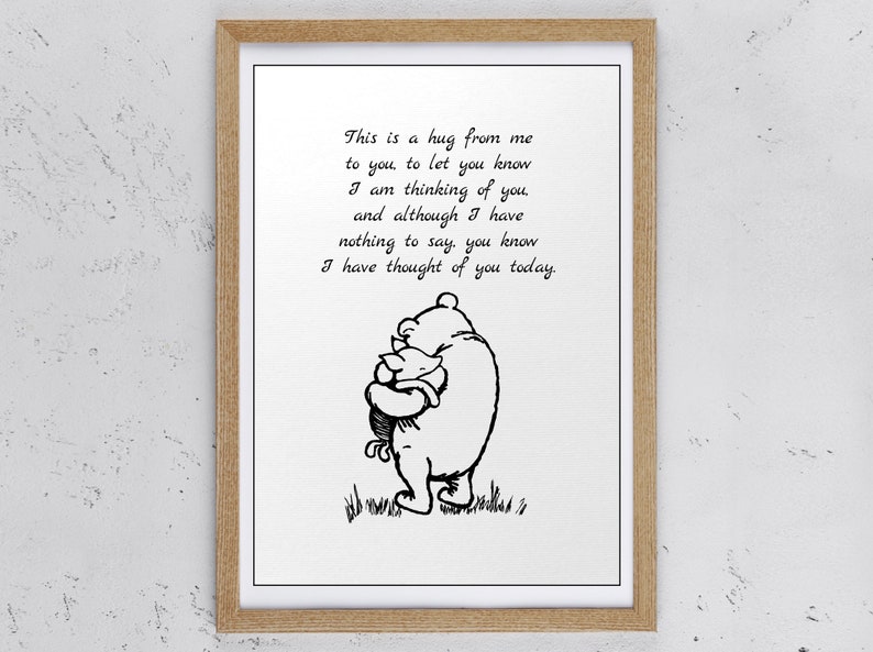 This is a hug from me to you, to let you know I am thinking of you, and although ...Winnie the Pooh Quote Vintage Classic Poster 1078 image 3