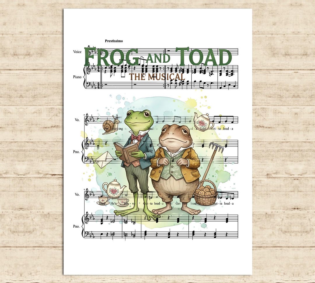 Frog and Toad Poster Musical Print Frog and Toad Music Sheet Art Print ...