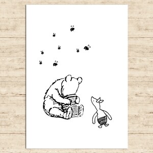Winnie the Pooh and Piglet Poster Classic Vintage Printable Nursery Print Gift Baby Room Art Wall Decor Instant Digital Download