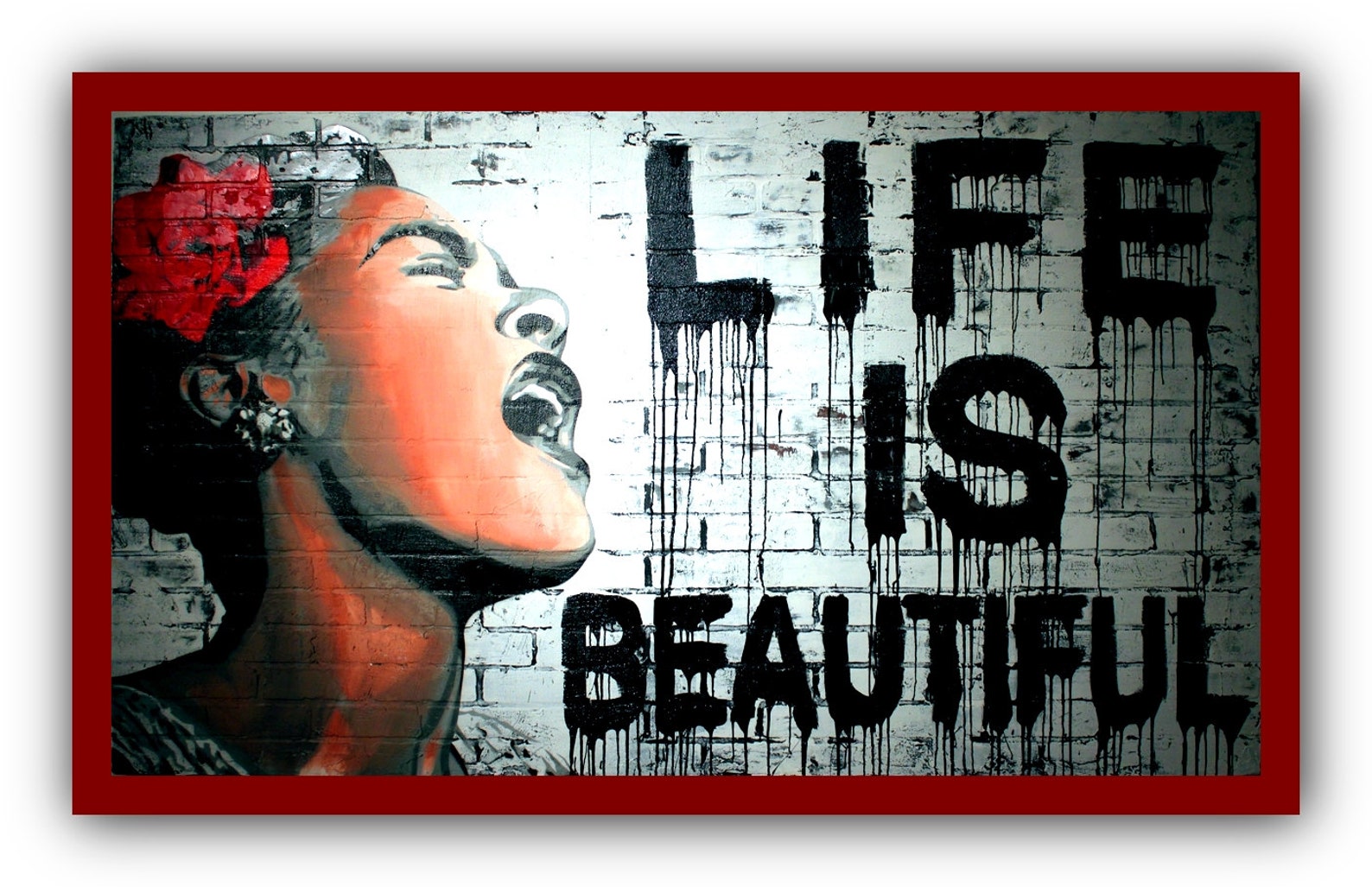 Banksy Life is beautiful Art Print urban street art of Etsy