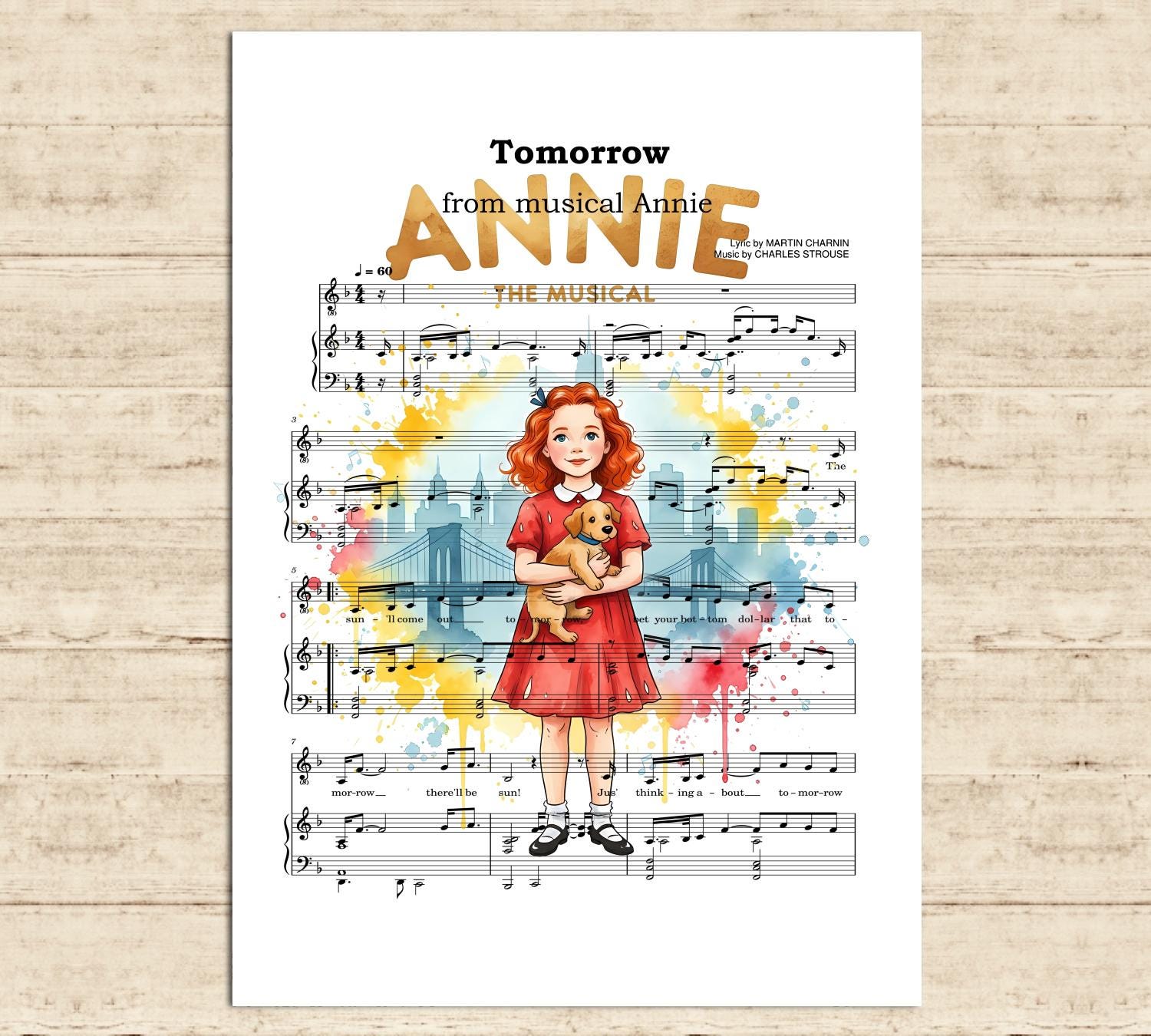 Annie Poster Musical Print Tomorrow Music Sheet Art Print Kids  display picture 1