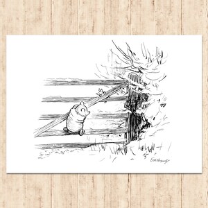 Winnie the Pooh and Piglet Poster Classic Vintage Printable Nursery Print Gift Baby Room Art Wall Decor Instant Digital Download