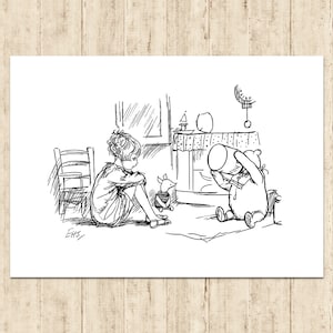 Winnie the Pooh and Christopher Robin Poster Classic Vintage Printable Nursery Print Gift Baby Room Art Wall Decor Instant Digital Download