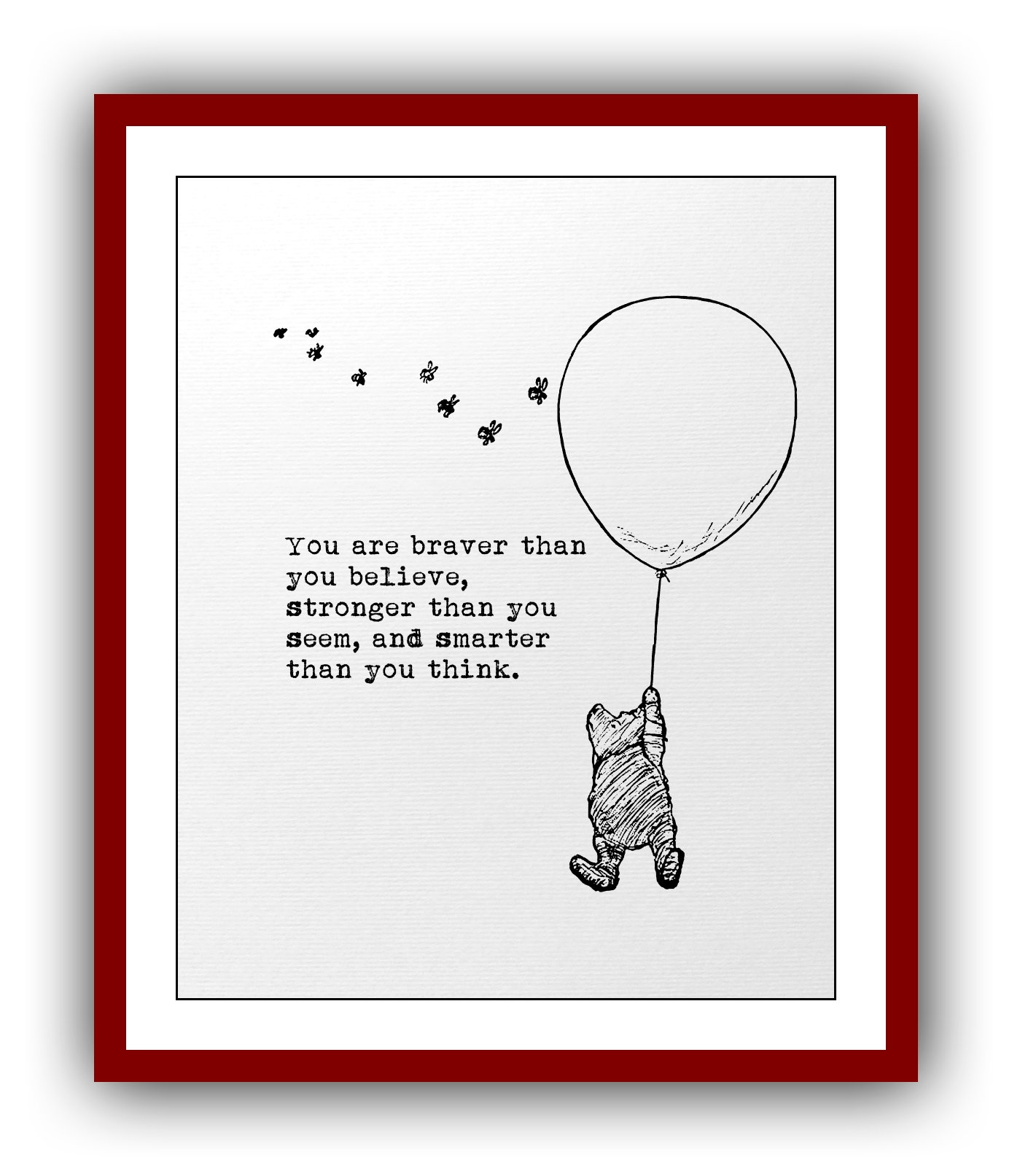 Winnie The Pooh Braver Quote Winnie The Pooh Quote: You Are Braver Than You Believe | Etsy