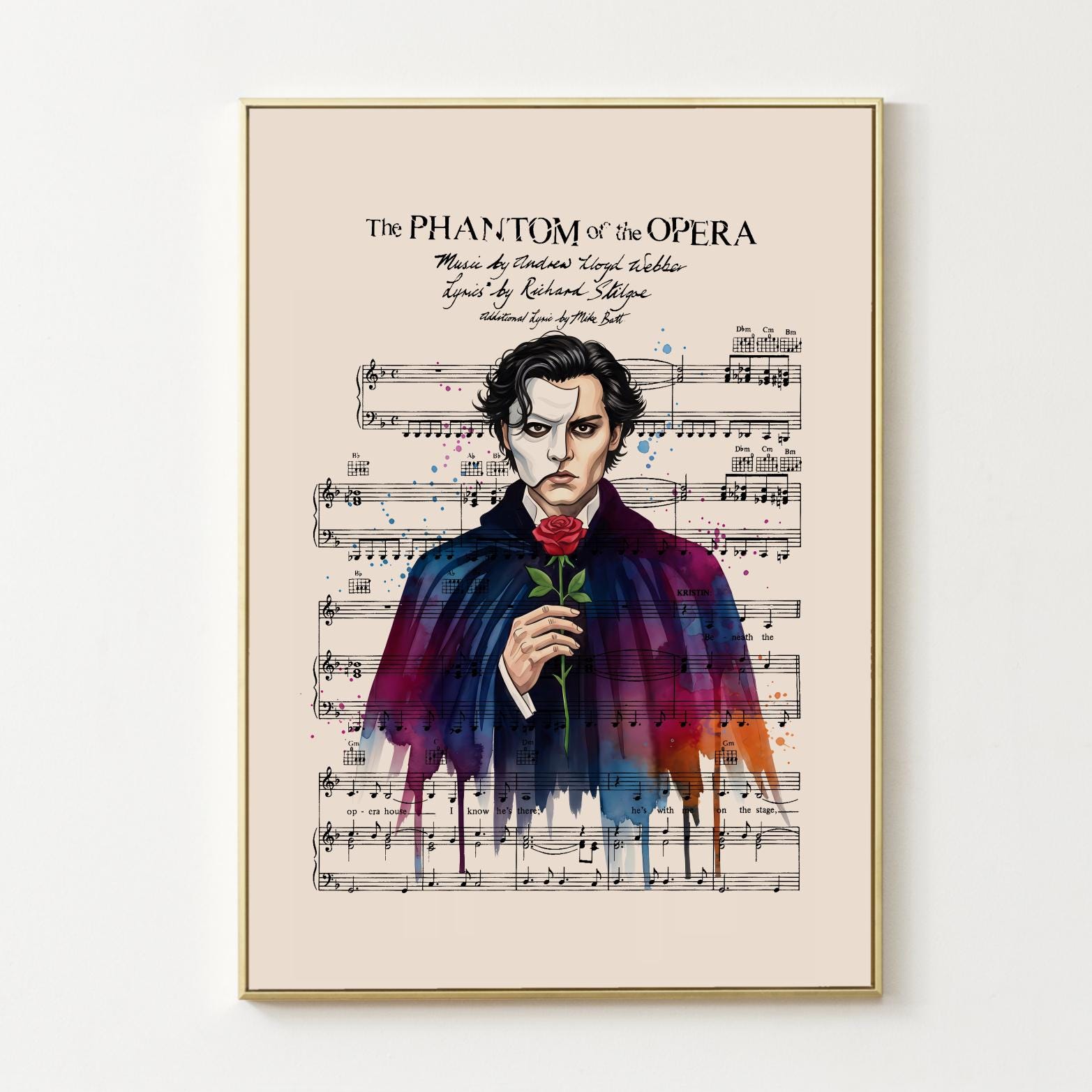 Phantom of the Opera Musical Poster Music Sheet Art Print Nursery