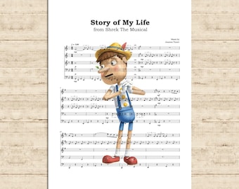 Shrek Poster Pinocchio Musical Print Story Of My Life Music Sheet Art Print Kids Room Wall Decor Printable Download