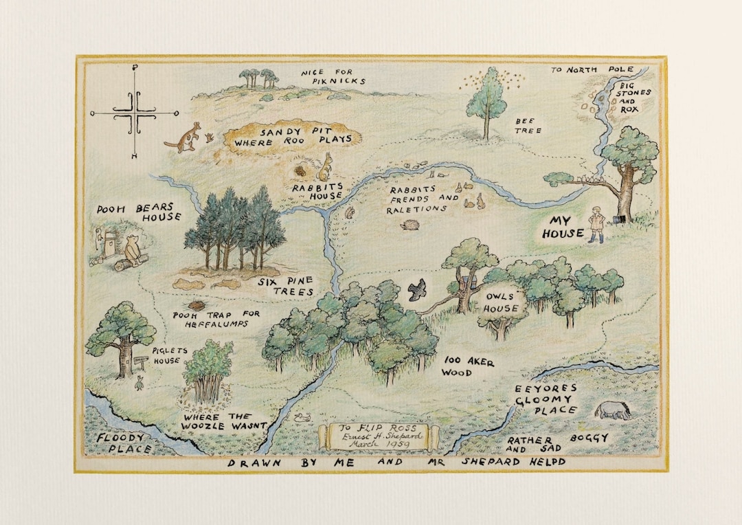 Winnie the Pooh 100 Acre Wood Map Winnie the Pooh Hundred Acre Wood Map