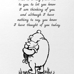 This is a hug from me to you, to let you know I am thinking of you, and although ...Winnie the Pooh Quote Vintage Classic Poster 1078 image 4