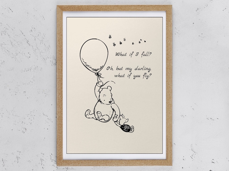 Plaque en Métal Rétro Vintage en Aluminium pour Décoration Murale Inscription What If I Fall?Oh But My Darling What If You Fly 20,3 x 30,5 cm