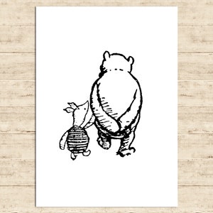 Piglet and Winnie the Pooh Poster Classic Vintage Printable Nursery Print Gift Baby Room Art Wall Decor Instant Digital Download