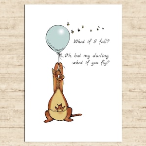 What if I fall? Oh, but my darling, what if you fly?... Winnie the Pooh Quote Poster Printable Art Wall Decor Download