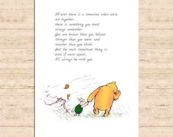 If ever there is a tomorrow when we're not together... Winnie the Pooh Quote Color Printable Kids Wall Art Decor Download