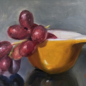 Grapes oil painting original art still life artwork ideal for kitchen or gift.