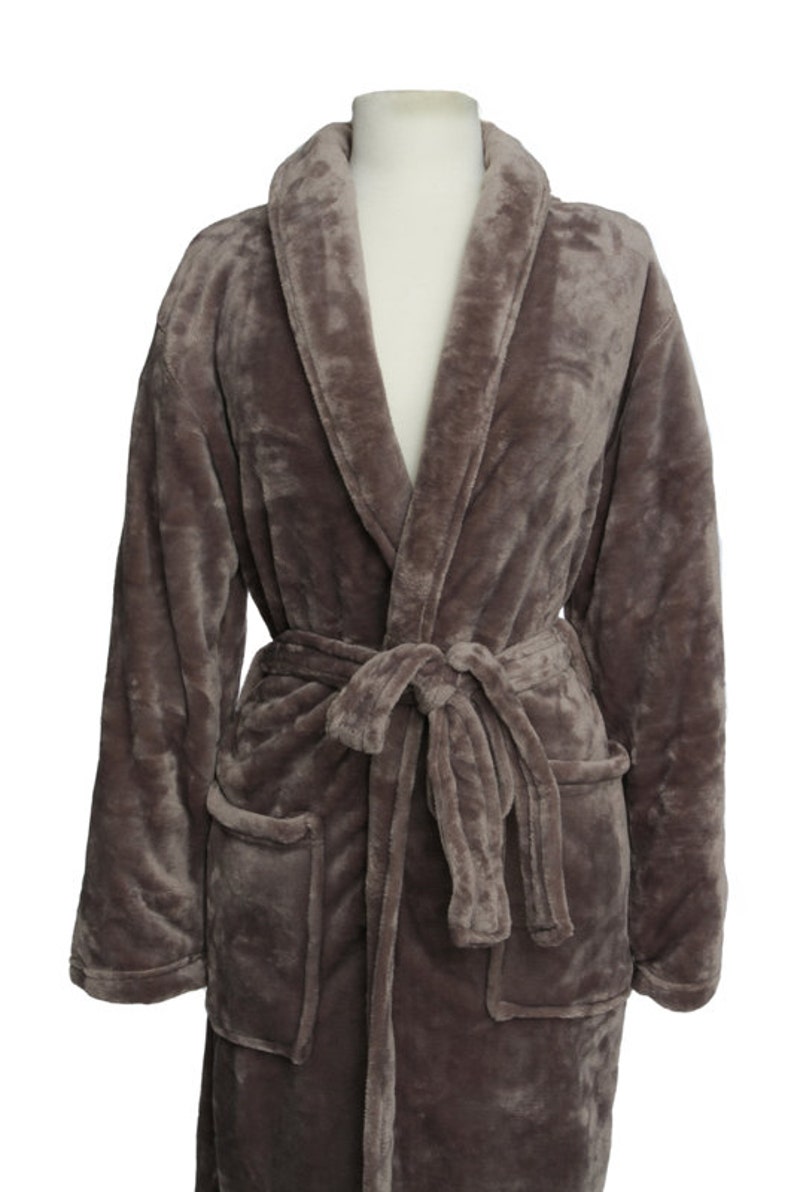 LIGHT GREY Plush Bathrobe Monogrammed His and Hers Robes Etsy