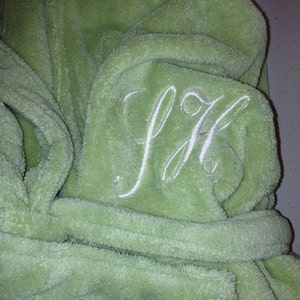 Plush GREEN Womens Spa Bath Robe 100 Thread Colors to Choose From Personalize It Wrapped In A Cloud image 3